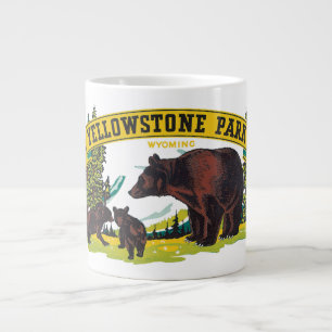 Caneca De Café Grande Vintage Brown Bears no Parque Nacional de Yellowst