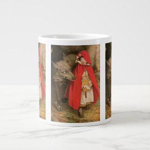 Caneca De Café Grande Vintage Chapeuzinho Vermelho e Lobo Mau