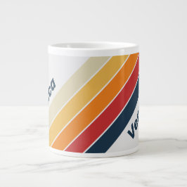 Caneca De Café Grande Vintage Faded Rainbow Stripes with Name
