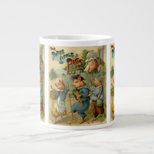Caneca De Café Grande Vintage Fairy Tale, Três Pequenos Suínos