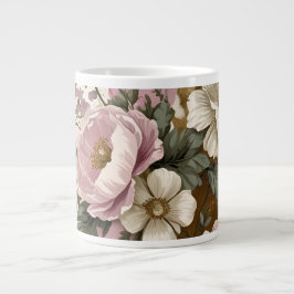 Caneca De Café Grande Vintage Floral - Specialty Mug