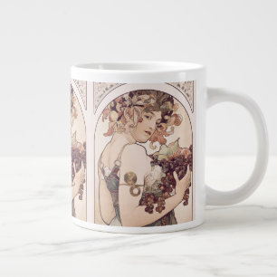 Caneca De Café Grande Vintage Fruta Girl de Alphonse Mucha