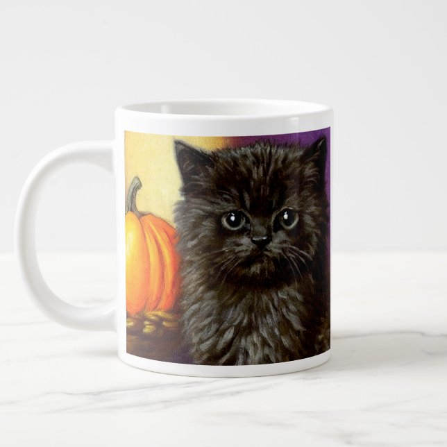 Caneca De Café Grande Vintage Halloween Kitten (Esquerda)