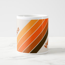 Caneca De Café Grande Vintage Midnight Sunrise Stripes with Name
