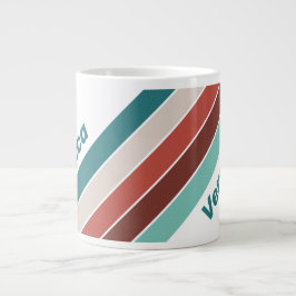 Caneca De Café Grande Vintage Mint Rainbow Stripes with Name
