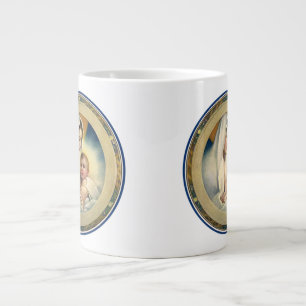 Caneca De Café Grande Vintage Natal Religioso, Madona e Criança