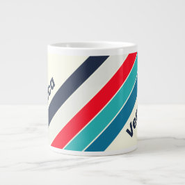 Caneca De Café Grande Vintage Ocean Stripes with Name