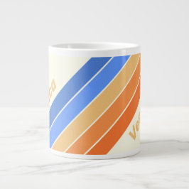 Caneca De Café Grande Vintage Ocean Sun Stripes with Name