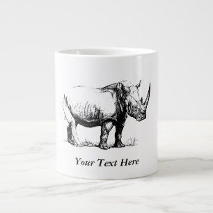 Caneca De Café Grande Vintage Rhinoceros Illustration, Animal