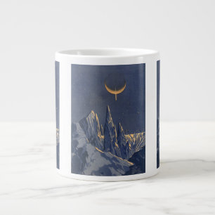 Caneca De Café Grande Vintage Science Ficet, Crescent Moon Snow Planet