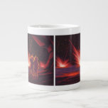 Caneca De Café Grande Vintage Science Fiction Alienígena Red Planet Expl<br><div class="desc">Imagem de Vintage,  ilustração futurista Science Fiction com astronautas alienígenas amigáveis acenando. Eles estão em um planeta ou lua vermelho com bolas de fogo explosivas que se parecem com fogos de artifício. Um clássico design de quadrinhos retrô 50 de ficção científica.</div>