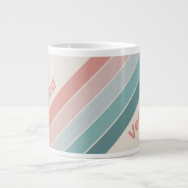 Caneca De Café Grande Vintage Soft Sea Shell Stripes with Name