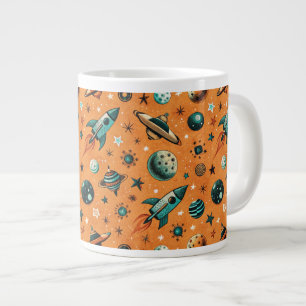 Caneca De Café Grande Vintage Spacecraft Rocket ships Pattern - Cosmos(1