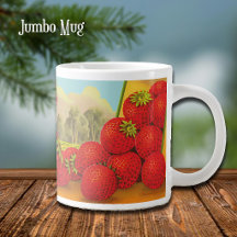Vintage Strawberry Landscape Crate Art Jumbo Mug