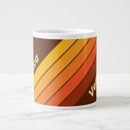 Caneca De Café Grande Vintage Style Stripes with Name