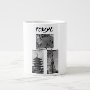 Caneca De Café Grande Vintage Tokyo Moda de Rua Japonesa Preto e Branc