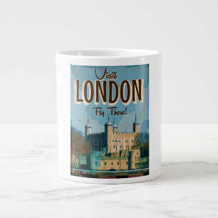 Caneca De Café Grande Vintage Visite Londres - Voe Lá