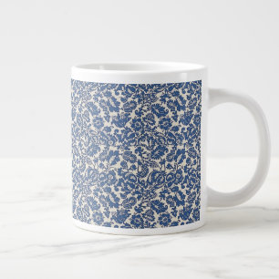 Caneca De Café Grande Vintage William Morris Floral Padrão Azul Branco