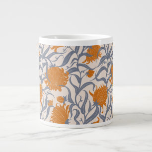 Caneca De Café Grande Vintagem de grandes flores marrom