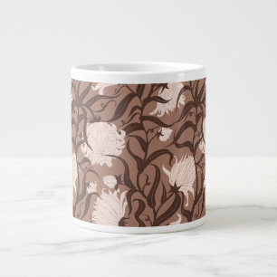Caneca De Café Grande Vintagem de grandes flores marrom