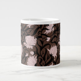 Caneca De Café Grande Vintagem de grandes flores marrom