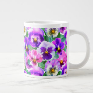 Caneca De Café Grande Violetas Coloridas Pansy Flower