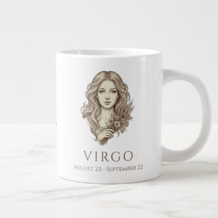 Caneca De Café Grande Virgem Zodíaco Nome Personalizado & Data de Nascim