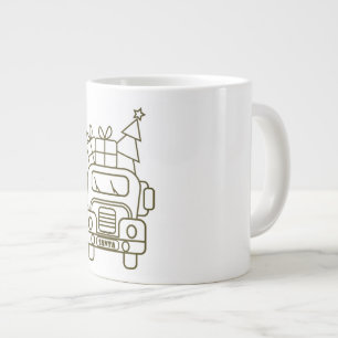 Caneca De Café Grande Visão geral da frente do carro de Papais noeis de