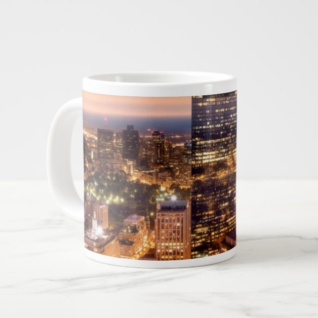 Caneca De Café Grande Visão geral de Boston à noite (Frente Esquerda)