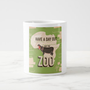 Caneca De Café Grande Visite o Cartaz de Viagens Antigas do Zoológico.