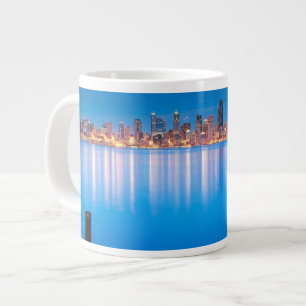 Caneca De Café Grande Vista azul-hora do centro Seattle