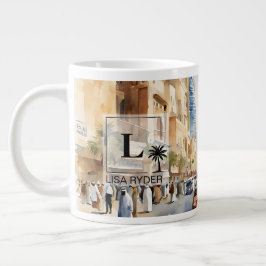 Caneca De Café Grande Vista da movimentada rua de Riade –