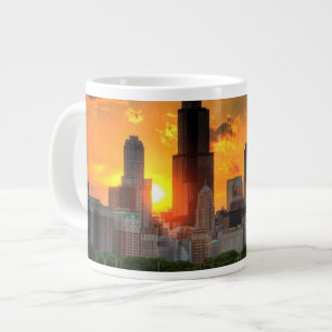 Caneca De Café Grande Vista do horizonte de Chicago de Adler