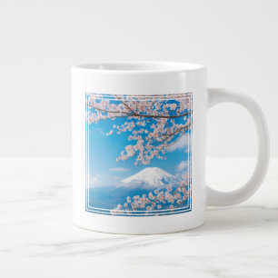 Caneca De Café Grande Vista do Monte Fuji com os Blossomas de Cereja