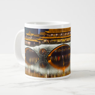 Caneca De Café Grande Vista Noturna da Ponte de Anshun