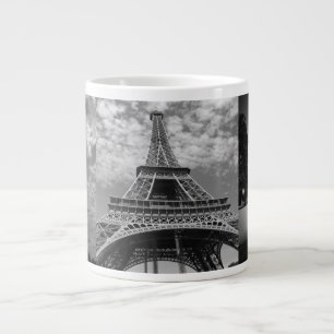 Caneca De Café Grande Vistas da torre Eiffel em Jumbo em Preto e Branco