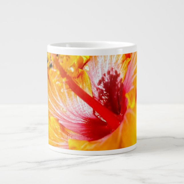 Caneca De Café Grande Visualização Lado do Hibiscus Laranja (Frente)