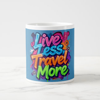 Caneca De Café Grande Viva Menos Viaje Mais Citação de Viagem em Grafite