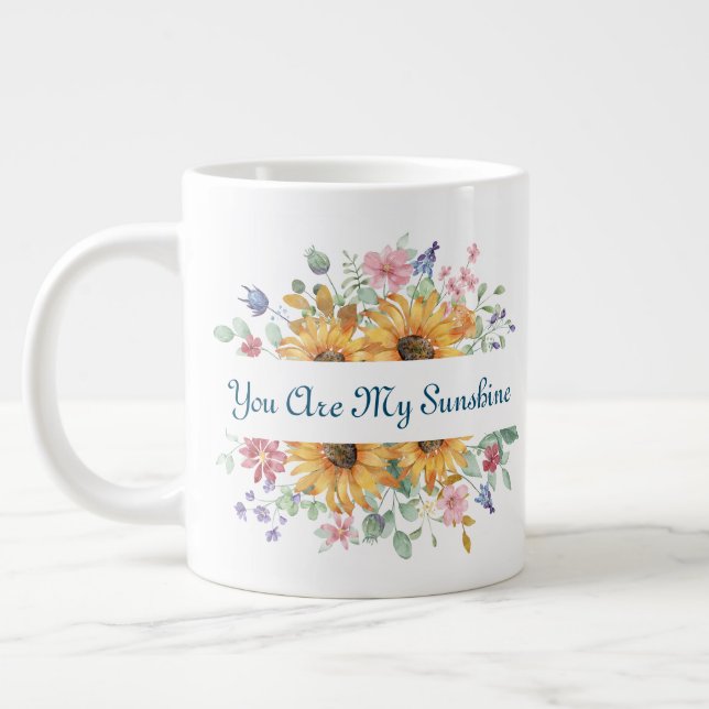 Caneca De Café Grande Você É Meu Sol e Citação de Flor (Esquerda)
