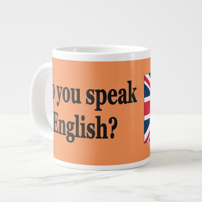 Caneca De Café Grande Você fala inglês? em inglês. Sinalizador bf (Frente Esquerda)