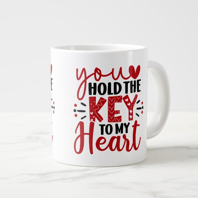 Caneca De Café Grande "Você segura a chave do meu coração (Frente Esquerda)