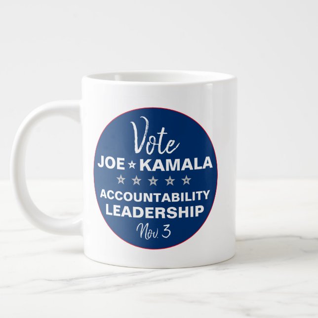 Caneca De Café Grande Vote Joe Biden Kamala Harris 2024 Modelo (Esquerda)