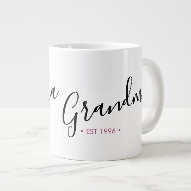 Caneca De Café Grande Vovó Estabelecida Ano Personalizada (Frente Esquerda)