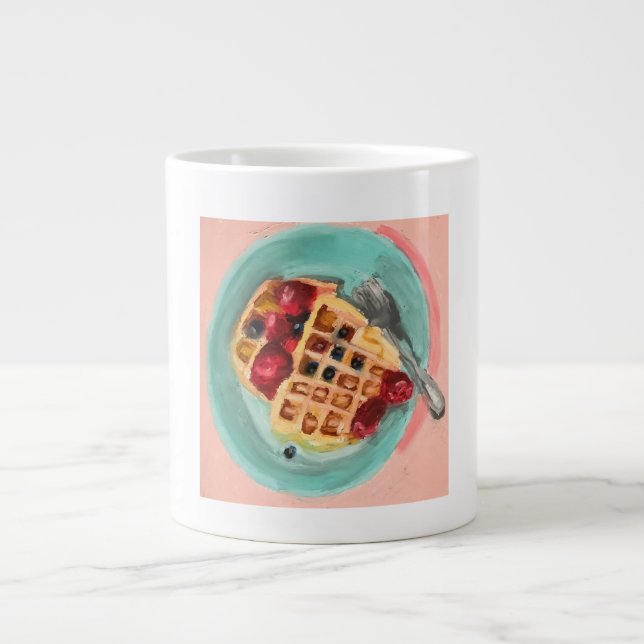 Caneca De Café Grande Waffles and Berries (Frente)