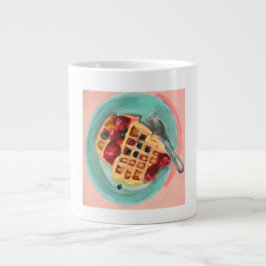 Caneca De Café Grande Waffles e Frutas Vermelhas