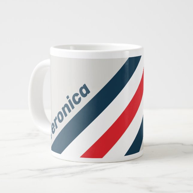 Caneca De Café Grande Warbird Stripes with Name (Frente Esquerda)