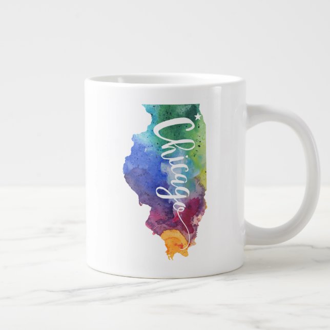 Caneca De Café Grande Watercolor Chicago (Direita)
