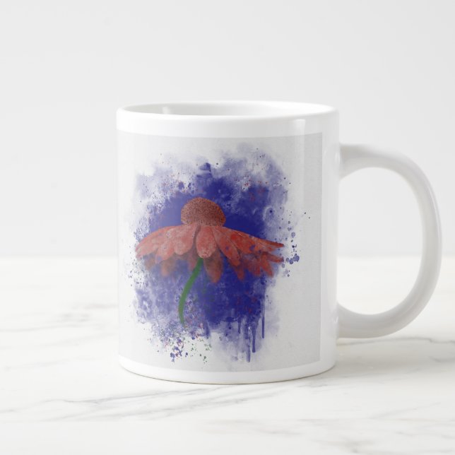 Caneca De Café Grande Watercolor Coneflower (Direita)