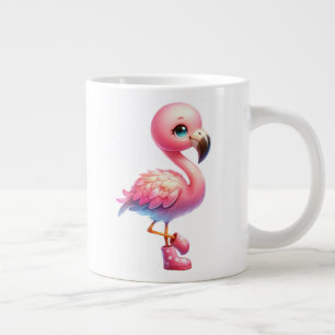 Caneca De Café Grande Watercolor Flamingo Cartoon Clipart