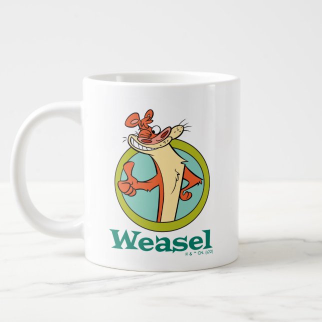 Caneca De Café Grande Weasel Thumbs Up Character Graphic (Esquerda)